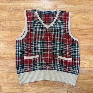 Vintage Polo Ralph Lauren Silk & Wool V-Neck Sweater Vest Medium
